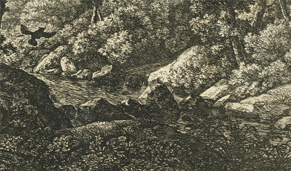 Antonie Waterloo - Antique Etching - Elijah Fed by the Ravens - T Sivright Stamp10