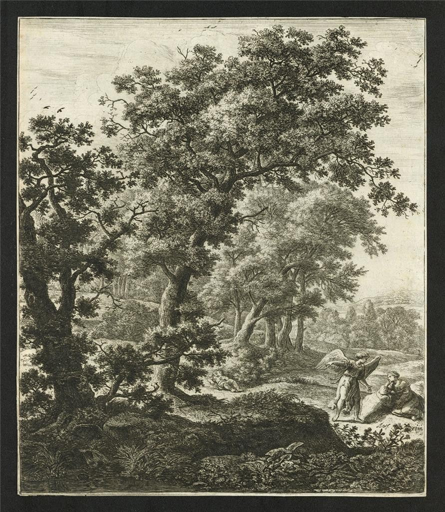 Antonie Waterloo Antique Etching Hagar Consoled by the Angel - Fountaine Walker1