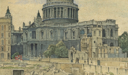 Edward James Ashenden (1896-1952) - Watercolour Painting - St. Paul's Cathedral London 1947