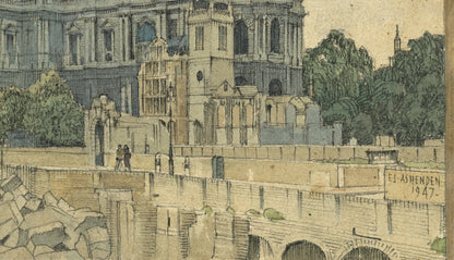 Edward James Ashenden (1896-1952) - Watercolour Painting - St. Paul's Cathedral London 1947