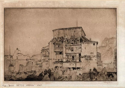 Sir William Russell Flint (1880-1969) - Signed Etching - A Dwelling in Aragon
