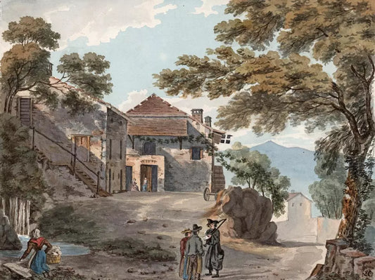 Elizabeth Campbell (1783-1861) Watercolour Painting - La Croix Blanche, Mornay France