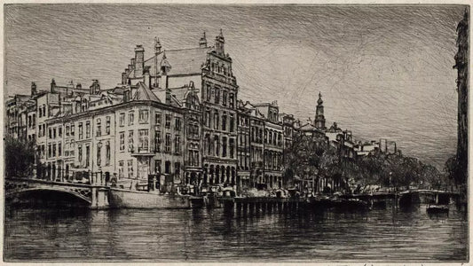 Mortimer Luddington Menpes - Signed Etching - River Scene Amsterdam Netherlands
