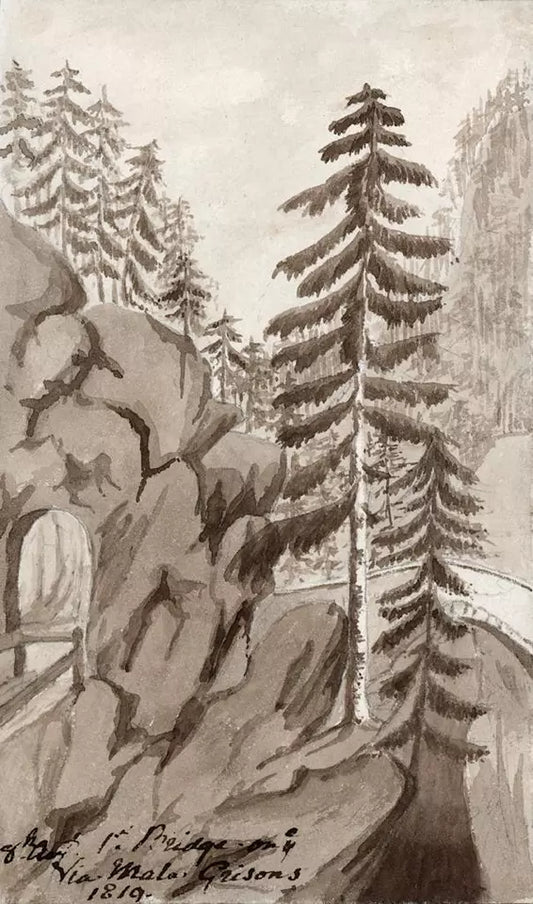 Elizabeth Campbell (1783-1861) Watercolour Painting - Bridge on Via Mala, Grisons Switzerland 1819