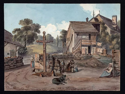 Elizabeth Campbell (1783-1861) Watercolour Painting - Mornay France - 1822