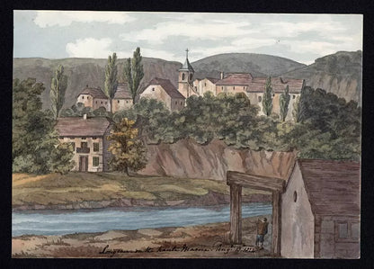 Elizabeth Campbell (1783-1861) Watercolour Painting - Haute-Marne, Longeau France 1824