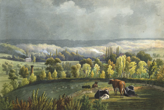 William Hubbard (1804-1870) Watercolour Painting Telescopic View Towards Bexley After A Storm From Crayford Hill Place