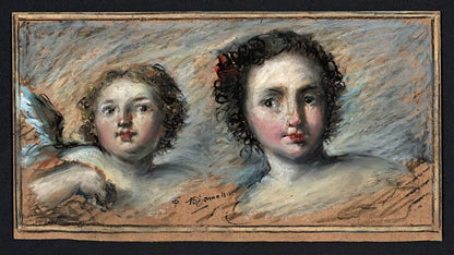 Thomas O'Donnell (1944-2020) - Oil Pastel Painting - Two Cherubs Portrait