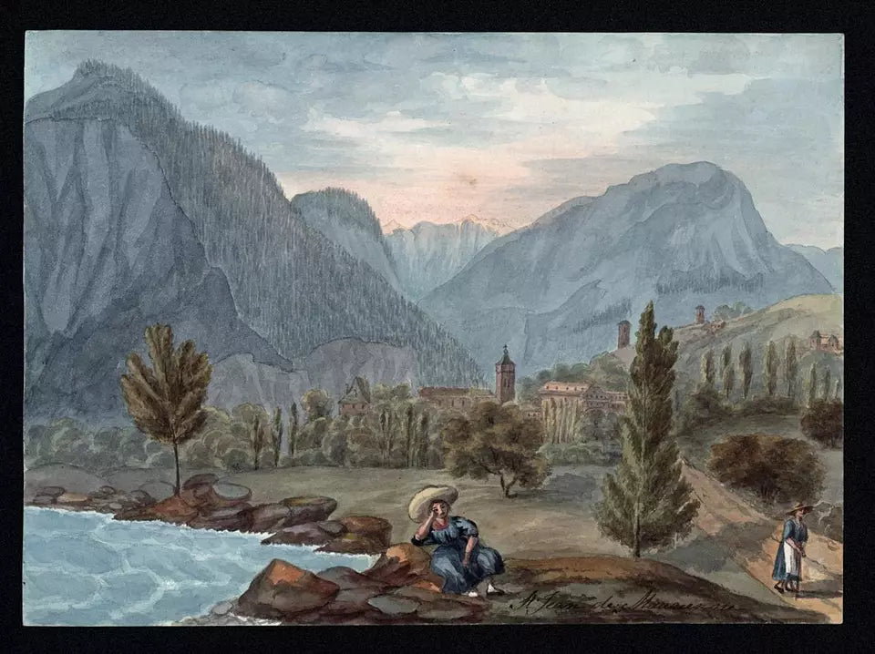 Elizabeth Campbell (1783-1861) Watercolour Painting - Saint-Jean-de-Maurienne France