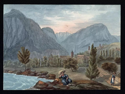 Elizabeth Campbell (1783-1861) Watercolour Painting - Saint-Jean-de-Maurienne France