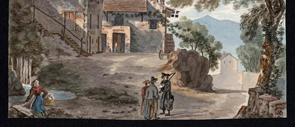 Elizabeth Campbell (1783-1861) Watercolour Painting - La Croix Blanche, Mornay France
