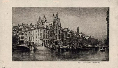Mortimer Luddington Menpes - Signed Etching - River Scene Amsterdam Netherlands