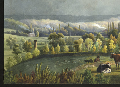 William Hubbard (1804-1870) Watercolour Painting Telescopic View Towards Bexley After A Storm From Crayford Hill Place