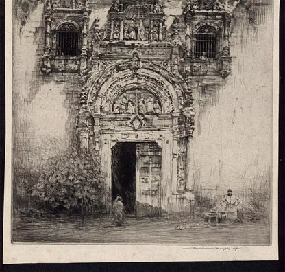 Mortimer Luddington Menpes (1855-1938) - Signed Etching - Continental Doorway