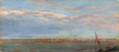 George Vicat Cole (1833-1893) Oil Painting - Boats Harwich Essex Harbour 1887