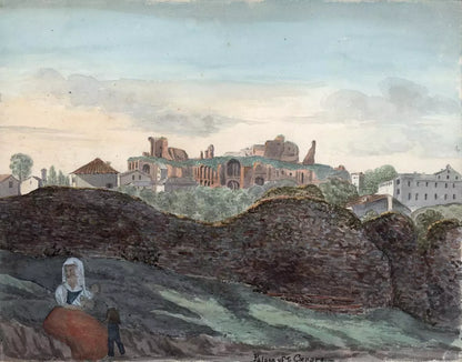 Elizabeth Campbell (1783-1861) Watercolour Painting - Palace of the Caesars, Rome Italy