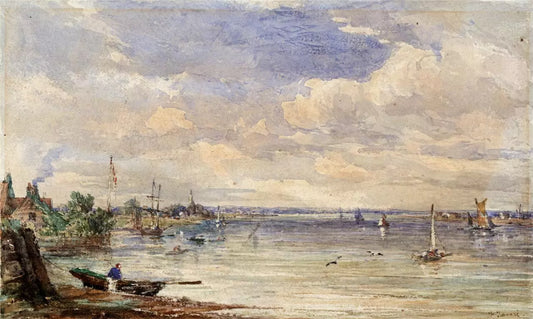 Frederick Tavare (1810-1863) - Watercolour Painting - Erith London 1859 - Thames