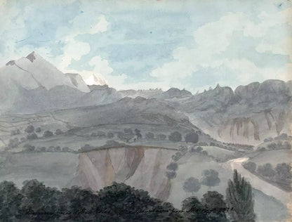 Elizabeth Campbell (1783-1861) Watercolour Painting - The Mole & Mountains France 1822