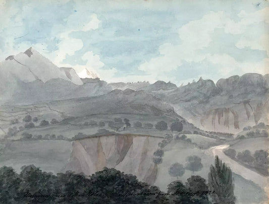 Elizabeth Campbell (1783-1861) Watercolour Painting - The Mole & Mountains France 1822