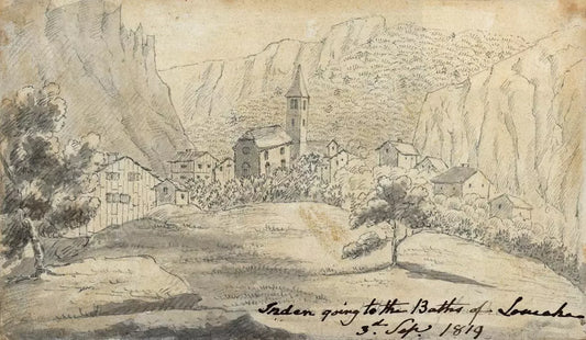 Elizabeth Campbell (1783-1861) Watercolour Painting - Inden Valais Switzerland 1819