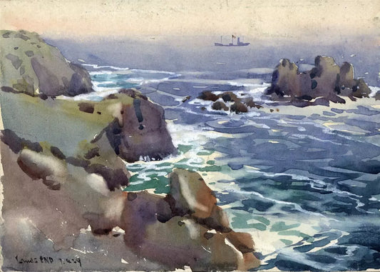 Arthur Royce Bradbury (1892-1977) Small Watercolour Painting - Land's End, Cornwall