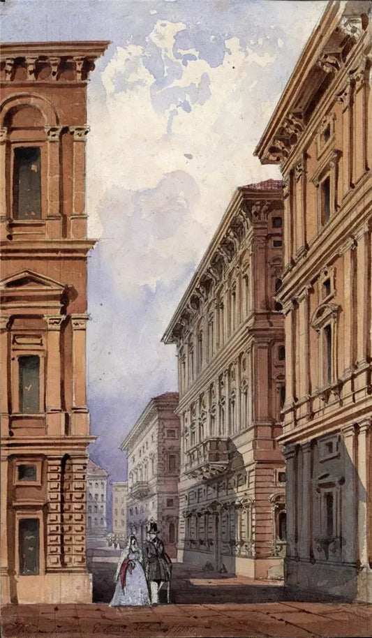 H. B. Garling - Watercolour Painting - Genoa Italy 1844 - Grand Tour