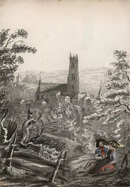 Elizabeth Campbell (1783-1861) Watercolour Painting - Fribourg, Switzerland 1820