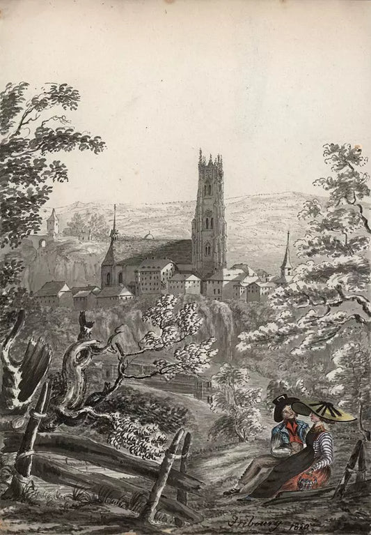 Elizabeth Campbell (1783-1861) Watercolour Painting - Fribourg, Switzerland 1820