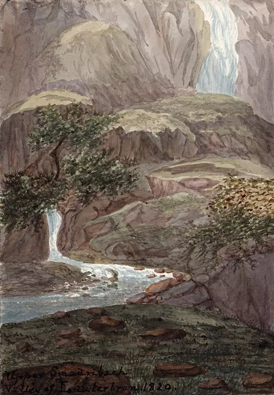 Elizabeth Campbell (1783-1861) Watercolour Painting - Upper Smadribach, Valley of Lauterbrunnen Switzerland 1820