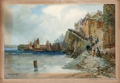 Walter Henry Sweet (1889-1949) Watercolour Painting Norrad Slip Newlyn Cornwall