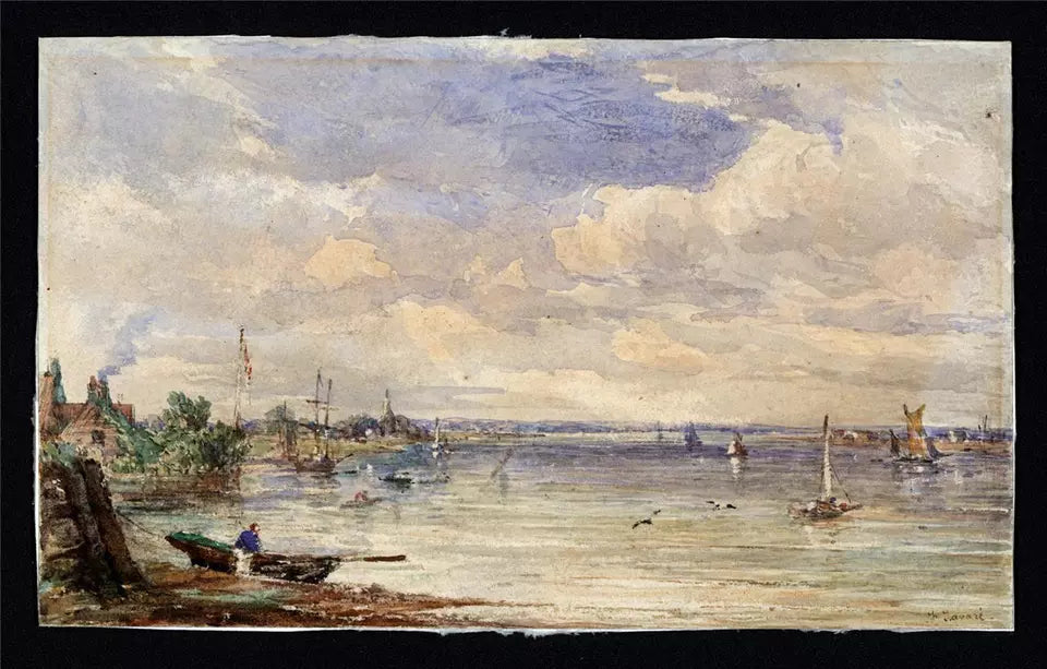 Frederick Tavare (1810-1863) - Watercolour Painting - Erith London 1859 - Thames