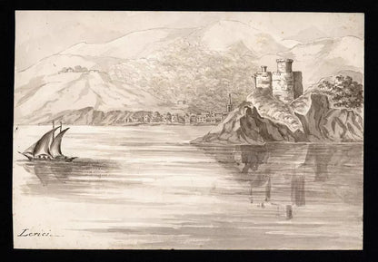 Elizabeth Campbell (1783-1861) Watercolour Painting - Lerici Liguria Italy