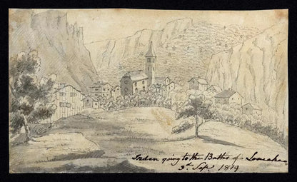 Elizabeth Campbell (1783-1861) Watercolour Painting - Inden Valais Switzerland 1819