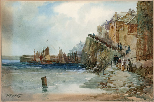 Walter Henry Sweet (1889-1949) Watercolour Painting Norrad Slip Newlyn Cornwall