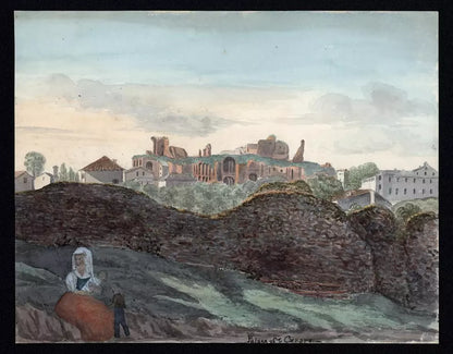 Elizabeth Campbell (1783-1861) Watercolour Painting - Palace of the Caesars, Rome Italy