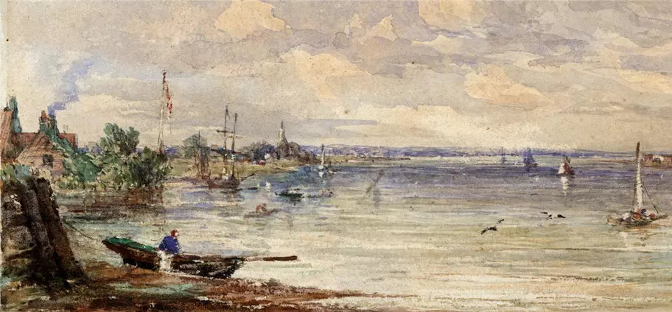 Frederick Tavare (1810-1863) - Watercolour Painting - Erith London 1859 - Thames