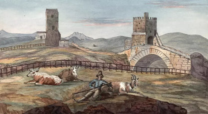 Elizabeth Campbell (1783-1861) Watercolour Painting - Ponte Salara Roman Campagna Italy 1825