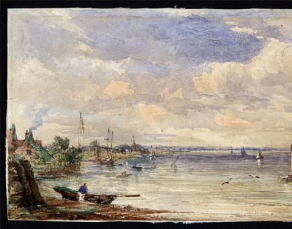 Frederick Tavare (1810-1863) - Watercolour Painting - Erith London 1859 - Thames