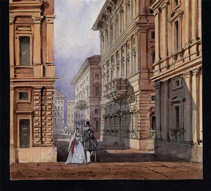 H. B. Garling - Watercolour Painting - Genoa Italy 1844 - Grand Tour