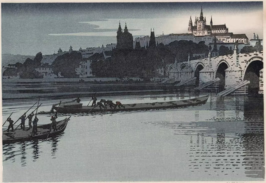 John Edgar Platt (1886-1967) Woodcut Signed In Pencil The Vitava At Prague 1928