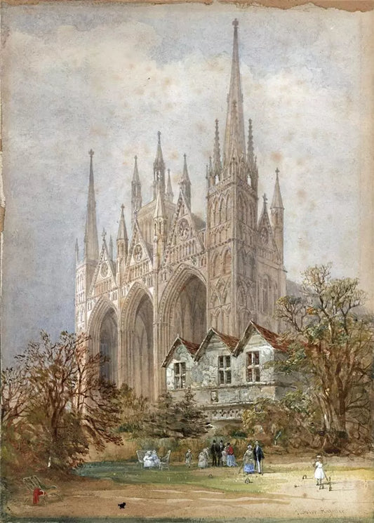 Louise Rayner (1832-1924) - Watercolour Painting - Peterborough Cathedral