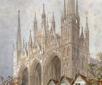 Louise Rayner (1832-1924) - Watercolour Painting - Peterborough Cathedral