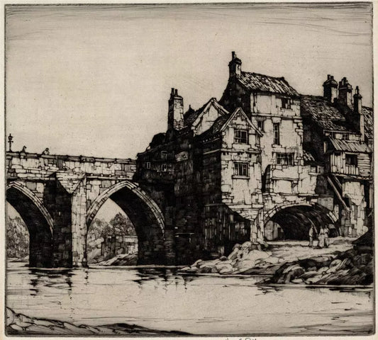 Kenneth Steel (1906-1970) Pencil Signed Etching - Elvet Bridge Durham