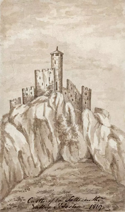 Elizabeth Campbell (1783-1861) Watercolour Painting - Chatelard Castle Valle d'Aosta Italy 1819