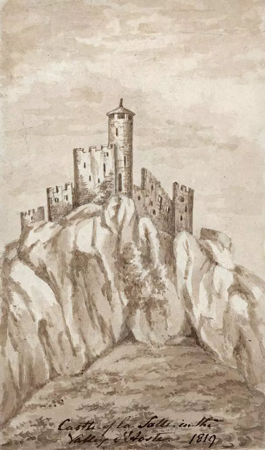 Elizabeth Campbell (1783-1861) Watercolour Painting - Chatelard Castle Valle d'Aosta Italy 1819