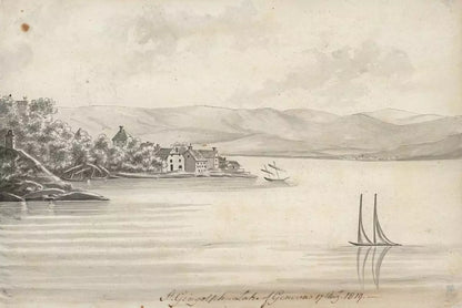 Elizabeth Campbell (1783-1861) Watercolour Painting - Saint-Gingolph Lake Of Geneva Switzerland 1819