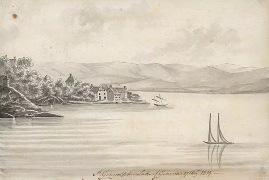 Elizabeth Campbell (1783-1861) Watercolour Painting - Saint-Gingolph Lake Of Geneva Switzerland 1819