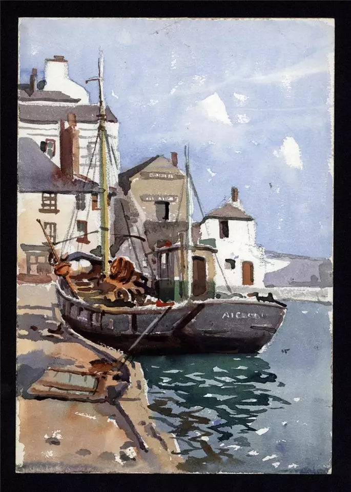 Arthur Royce Bradbury (1892-1977) Watercolour Painting - Boat In Harbour Scene