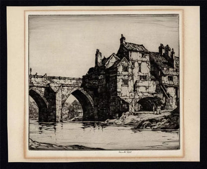 Kenneth Steel (1906-1970) Pencil Signed Etching - Elvet Bridge Durham