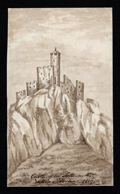 Elizabeth Campbell (1783-1861) Watercolour Painting - Chatelard Castle Valle d'Aosta Italy 1819